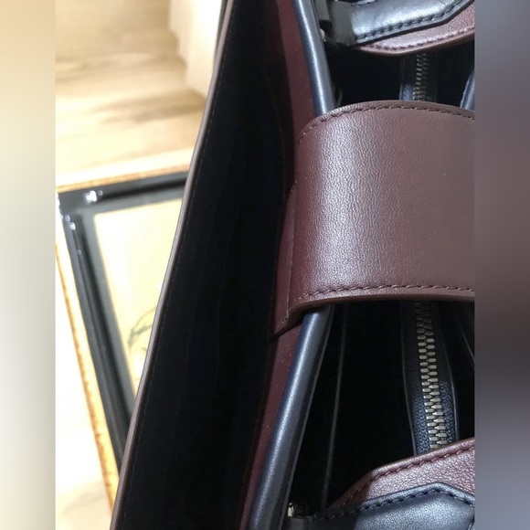 NWT Tumi Mariella Vivian Tote Burgundy Leather Satchel with Navy Trim - Picture 6 of 7